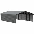Arrow Storage Products Galvanized Steel Carport, W/ 2-Sided Enclosure, Compact Car Metal Carport Kit, 20'x29'x9', Charcoal CPHC202909ECL2